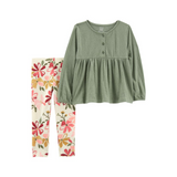 Conjunto Floral Verde (2 Piezas)
